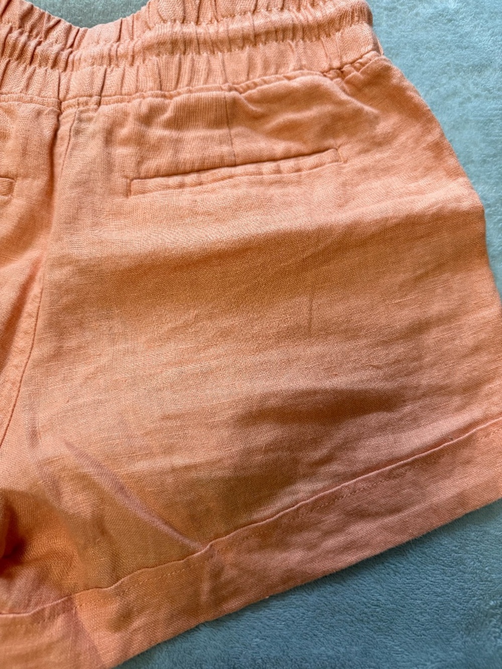 Athleta Cabo Linen Blend Shorts Size 2 Peach Coral Drawstring Casual Summer - Picture 4 of 12